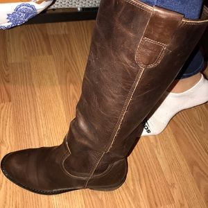 Brown leather boots